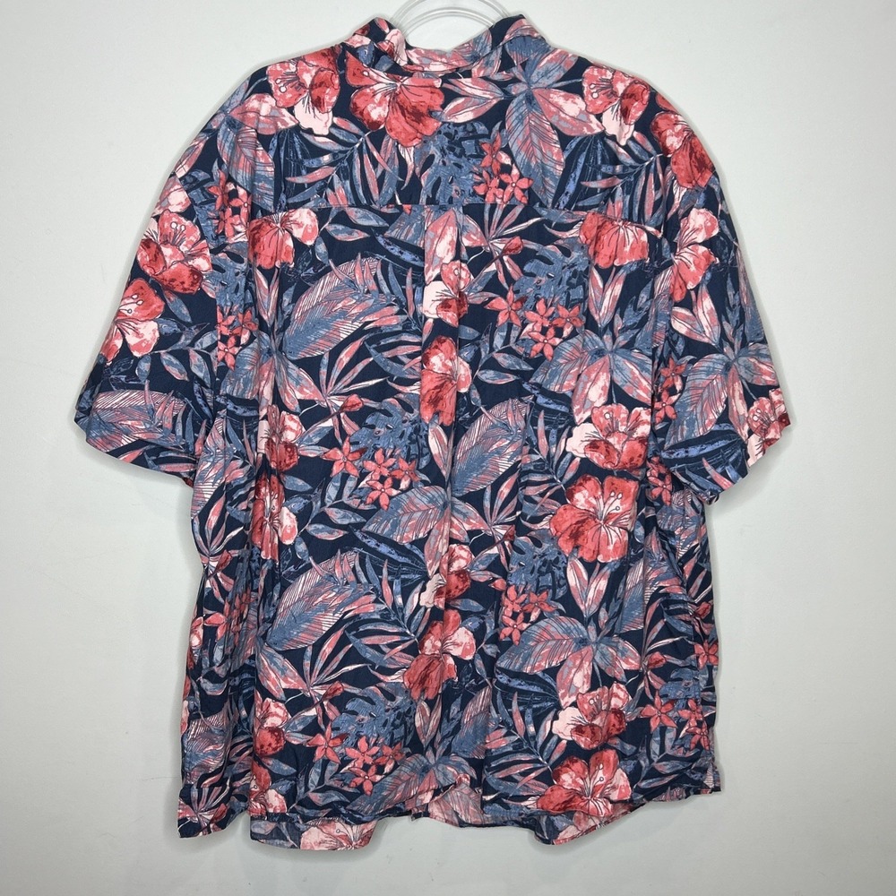 Oak Hill Mens 3XL Blue Hawaiian Camp Shirt Tropical Island Print Cotton Coastal - Picture 7 of 8
